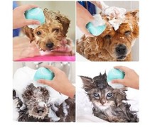 X2 Pet Dog Cat Soft Silicone Massage Bath Brush Scrubber Shampoo Dispenser