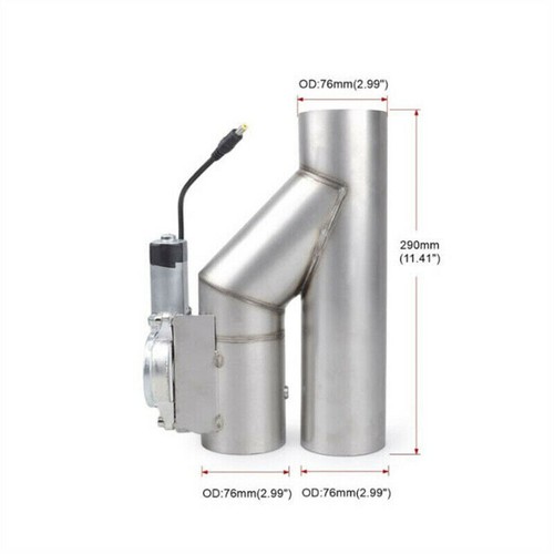 3'' Double Electric Exhaust Valve Y Pipe Single Control Valve With Remote Switch - Picture 9 of 16