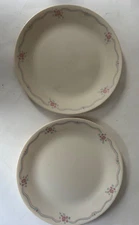 2 VINTAGE Corning Ware Corelle English Breakfast 10" dinner plate   Pink blue