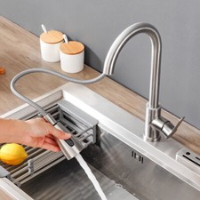 Brushed Nickel Kitchen Faucet Sink Mixer Faucet Pull Down Sprayer single Handle