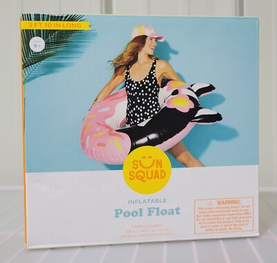 Sun Squad Boxer Puppy & Donut Design 46'' x 41'' Inflatable Tube Ring Pool Float