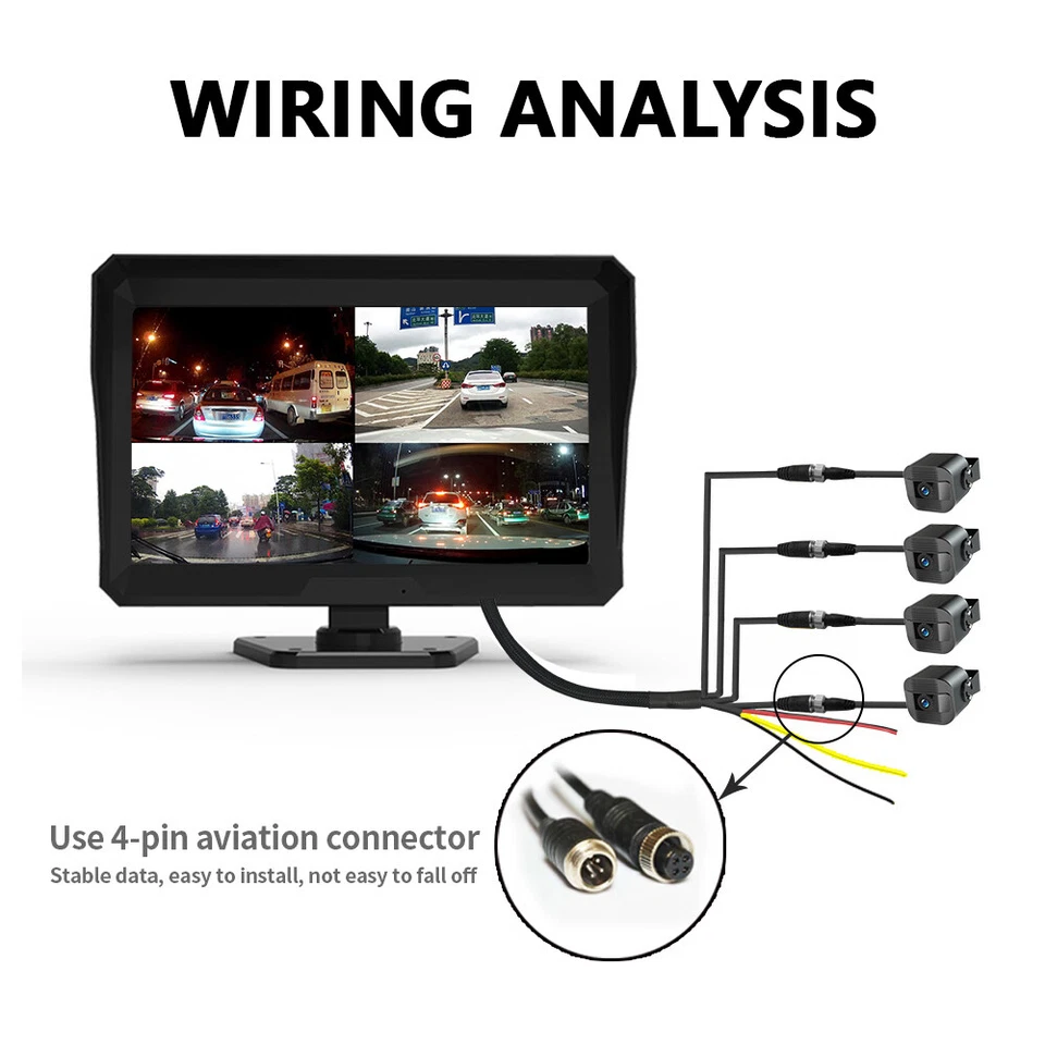 4 Channel 1080p HD Dash Cam Video Recorder DVR Camera for Truck Semi Trailer RV - Image 2 of 4