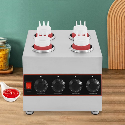 4Pot Stainless Steel Electric Saucewarmer Dispenser Countertop Heat Preservation