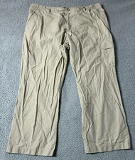 Lands' End Mens Beige High Rise Straight Leg Lightweight Cargo Pants Size 42