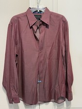 Paul Fredrick Finest Long Staple Cotton Button Up Maroon Mens Sz Large Flip Cuff