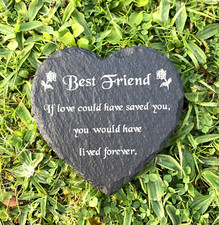 Best Friend Engraved Slate Heart Memorial Stone Grave Marker Friends Plaque
