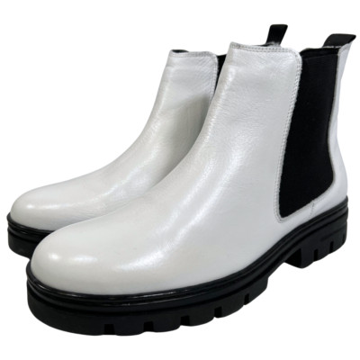Eric Michael Bethany Women's White Leather Chelsea Boot Size EU 40 US 9.5-10