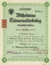 Wilhelmina Trävaruaktiebolag 1918 Vilhelmina Västerbottens Laponia 100 koron