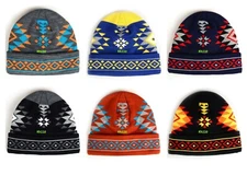  Native American Indian Navajo Print Cuffed Knit Beanie Hat