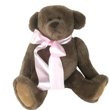 LARGE 20" teddy bear brown jointed velveteen pads classic no tag pink bow N