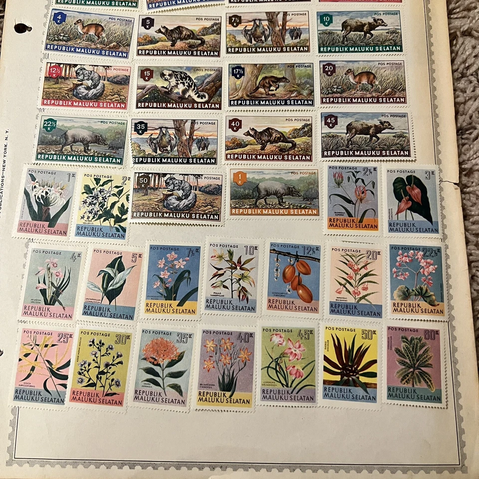 ENORME LOTE DE SELLOS MALUKU SELATAN COMO NUEVOS EN PÁGINAS DE ÁLBUM IMPERFECTOS, ANIMALES, CONJUNTOS Foto 3 de 4
