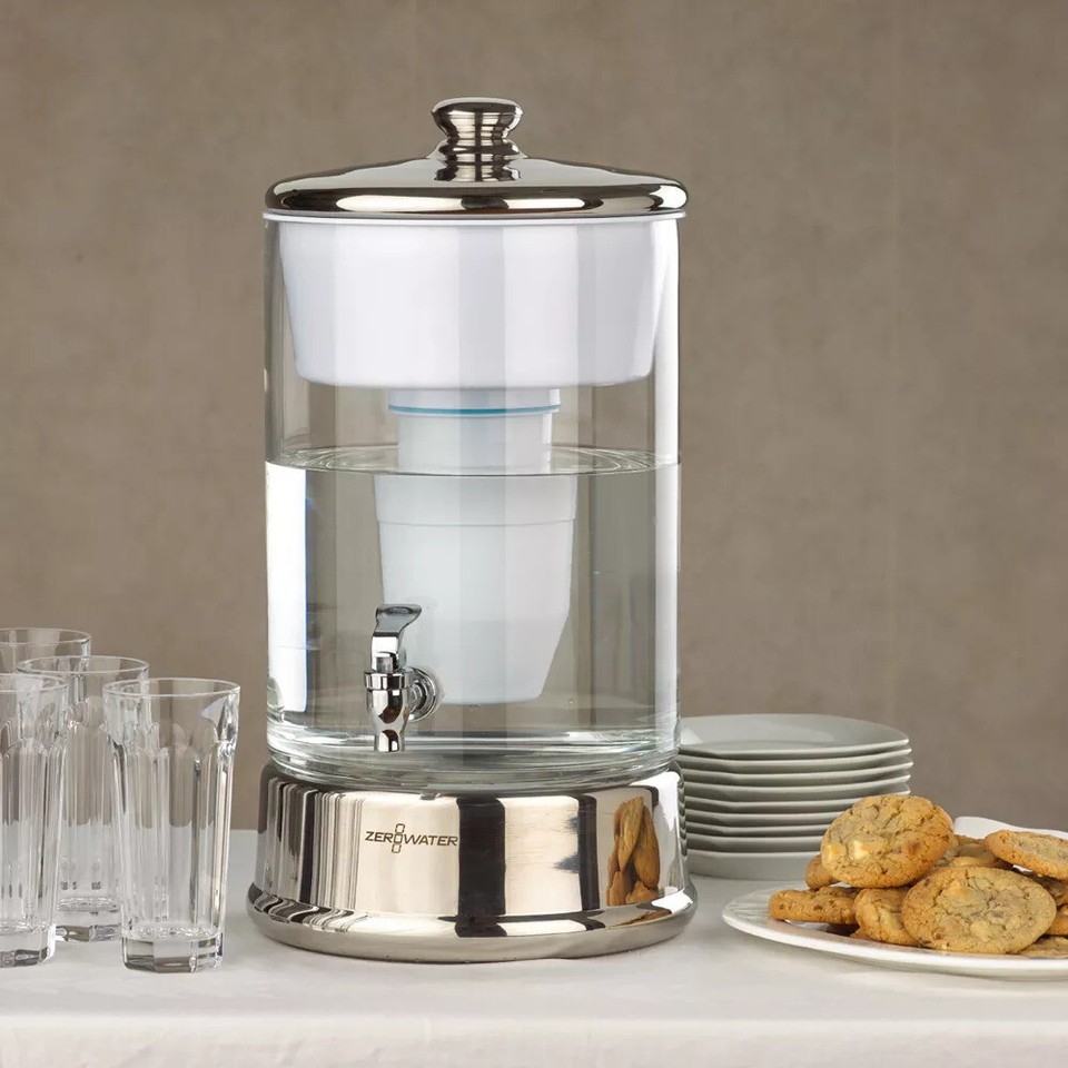 ZeroWater 40 Cup Glass Water Pitcher with ReadyPour + Free Water