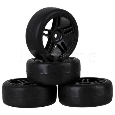 Cheap Price New listing 4 x Black Smooth Rubber TirePlastic Pentagram Wheel Rim for RC110 OnRoad Car