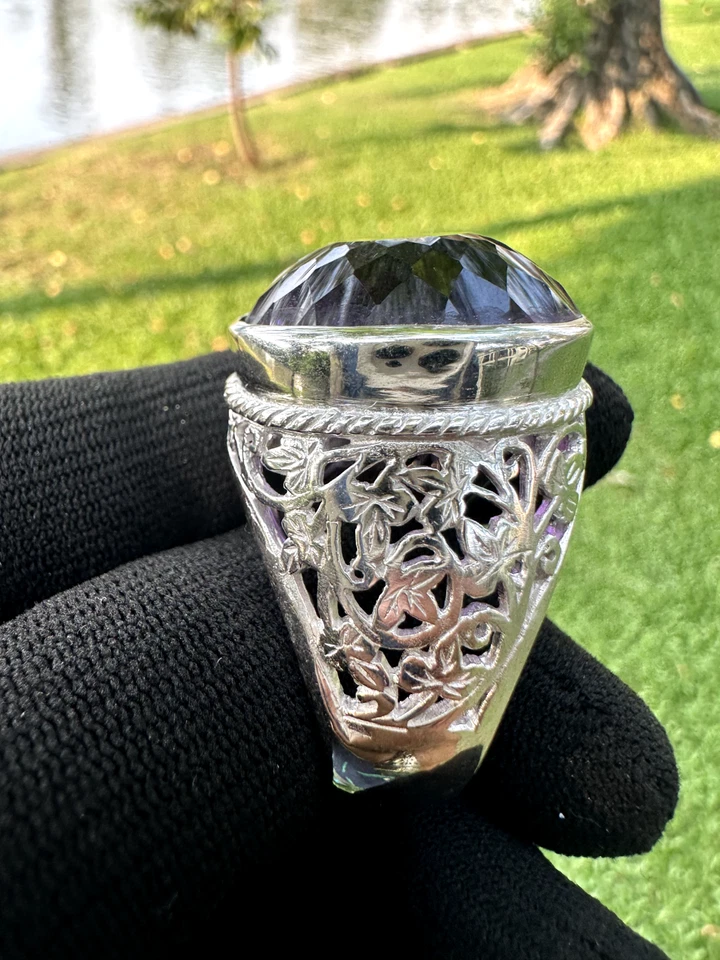 Amethyst Silver Men Ring 925 Silver February Birthstone - Image 3 of 4
