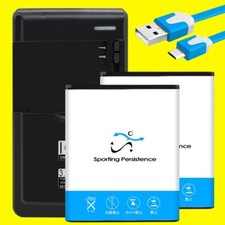 2x 3770mAh Grade A Battery Charger USB Cable for Motorola Moto E5 Play XT1921