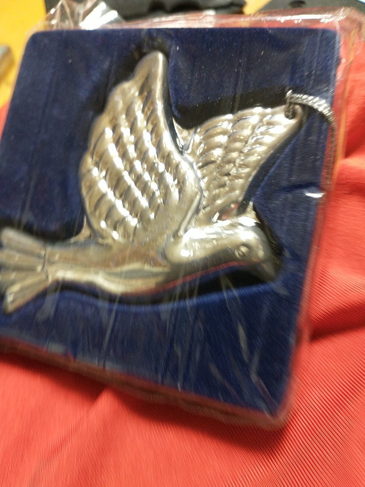 Vintage Christmas Ornament SILVERPLATED DOVE 3" NIP SEALED ICI 13930