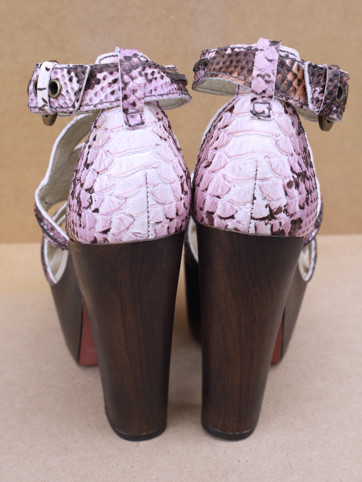 Kurt Geiger pink snakeskin effect retro 70s platform heels BNIB UK 5 RRP £150 image 3