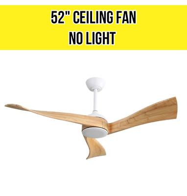 Ceiling Fans 52 Inch - No Light Contemporary Ceiling Fan 3 Wood Blades 52K012WH