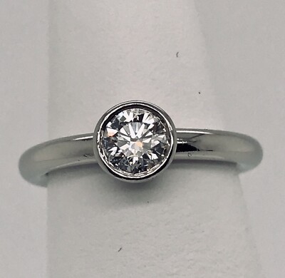 Tiffany Platinum Diamond Solitaire Bezel Engagement