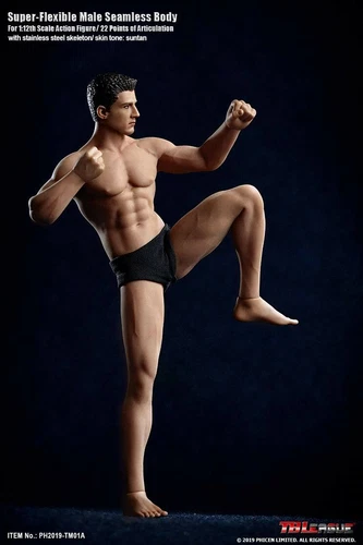 1/12 TM01A Seamless Flexible Strong Muscular body Male Action Figure Doll Head - Picture 2 of 9