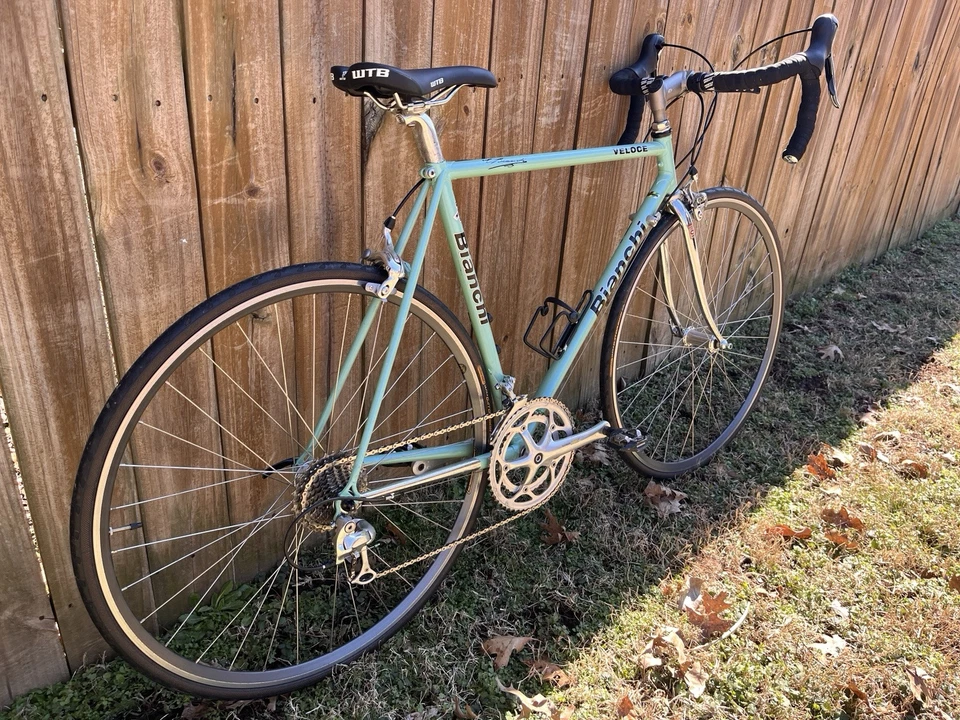 Bicicleta de Carretera Bianchi Veloce 55cm Colón Trono Acero Celeste Verde Cromo Años 90 Foto 3 de 4