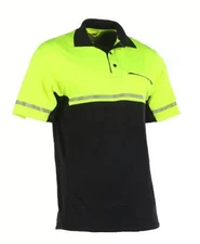 TRU SPEC 4324 SHORT SLEEVE MEDIUM BIKE PATROL POLO HI-VIZ & BLACK SECURITY BACK