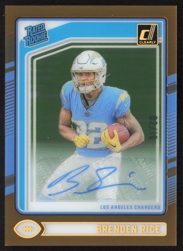 2024 Donruss Clearly Gold SSP 2/10 Brenden Rice Rookie Auto #99 TS7