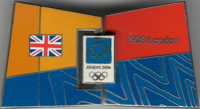 Rare 2004 Athens Champion Countries 1908 London Olympic Games Mark Moving Pin