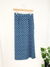 Vtg 90s Sag Harbor Blue Geometric Maxi Flowy Skirt Women s Size Small Y2K Career