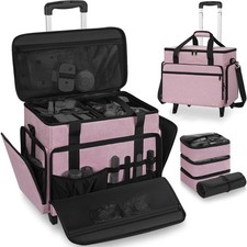 Extra Large Rolling Makeup Case with 4 Removable Pouches，Professional Make up...