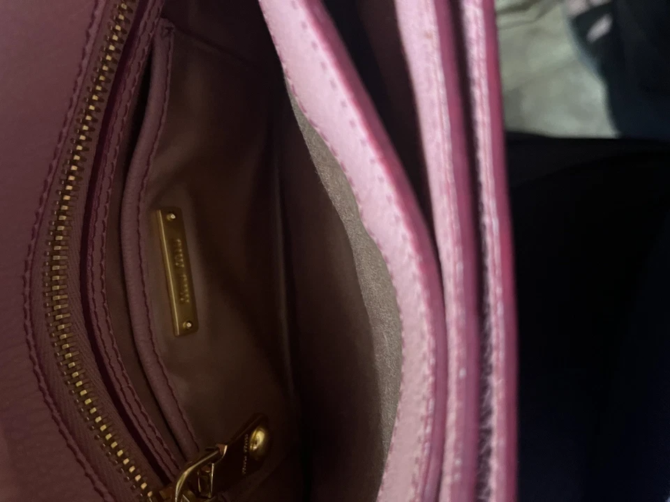 Bolso Bandolera de Cuero MIU MIU Madras Dos Tonos Oro Rosa Herrajes con Certificado de Autenticidad Foto 4 de 4