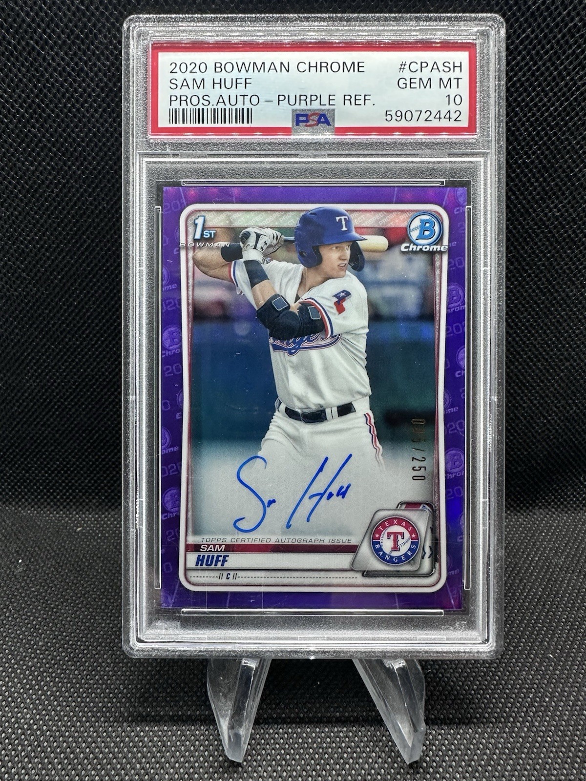 Sam Huff 2020 Bowman Chrome Auto Purple /250 PSA 10