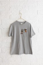 VTG 2000 Warner Bros Looney Tunes Embroidered Gray T-Shirt Size M