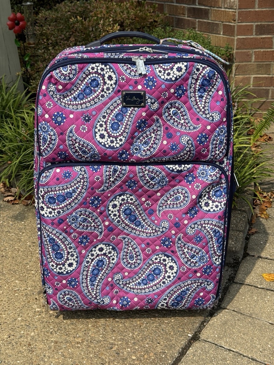 Vera Bradley Rolling Suitcase Lge Paisley Purple Quilted Luggage