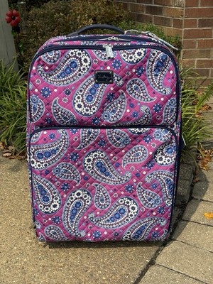 Vera Bradley Rolling Suitcase Lge Paisley Purple Quilted Luggage