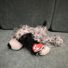 Ty Punkies Beanbag Plush Gray and Black Dog Retired 3 Ages 3-11 Collectible Toy