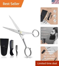 Travel-Friendly Mustache & Beard Grooming Scissors - Hand-Forged German Steel