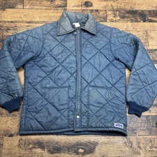 Big Smith Quilted Barn Work Jacket Blue Diamond Stitch Snap Front Mens XL