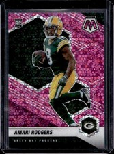 2021 Panini Mosaic Amari Rodgers RC No Huddle Prizm Pink Rookie #/20 Packers