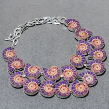 Purple Ammonite Gemstone Handmade Fashion Ethnic Jewelry Necklace 18" SR 6762