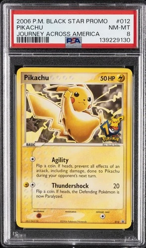 2006 POKEMON BLACK STAR PROMOS JOURNEY ACROSS AMERICA #012 PIKACHU PSA 8