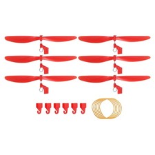 5" Plastic Propellers with Rubber Band Red 6 Set