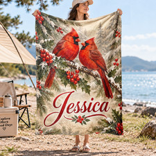 Personalized Christmas Coral Fleece Blanket Holiday Decor