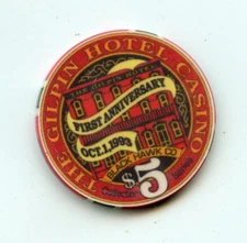 5.00 Chip from the Gilpin Casino Black Hawk Colorado First Anniversary