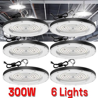 6 Pack 300W UFO Led High Bay Light Commercial Industrial Warehouse Shop Lights