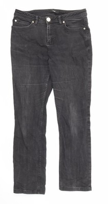 Marks and Spencer Damen Schwarz Baumwolle Gerade Jeans Größe 12 L27 Schmal Reißverschluss