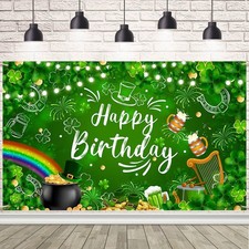 St Patricks Day Birthday Backdrop St. Patrick's Day Happy Birthday Party Banner