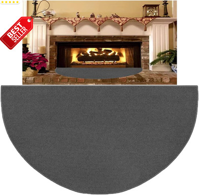 Fireplace Mat 63x37in XL Half Round Fireproof Hearth Rug Flame Resistant - US