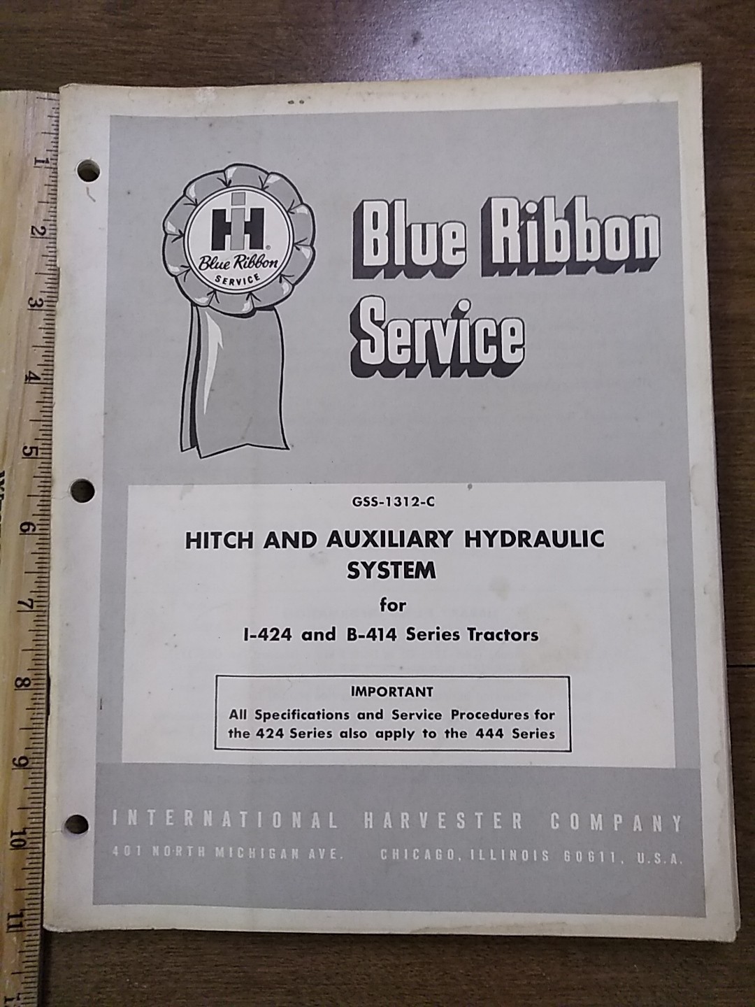 IH Blue Ribbon Service Manual Farmall Tractor Hitch & Auxiliary Hydraulic System