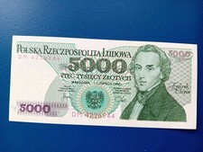 Poland 5000 Zlotych 1982 Banknote Money Note